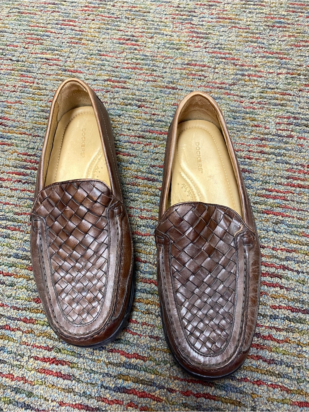 Dockers Brown Woven Leather Slip-On Loafers
